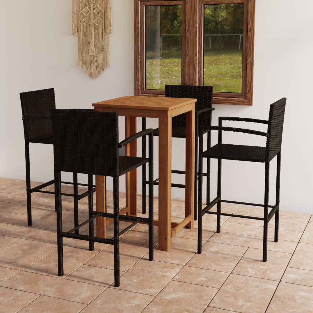 5 Piece Garden Bar Set Brown