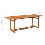 Garden Dining Table 220x90x75 cm Solid Acacia Wood