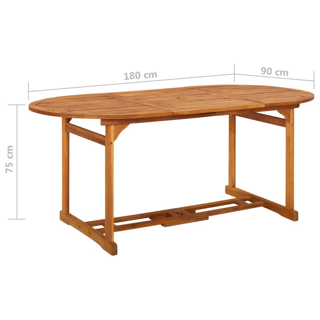 Garden Dining Table 180x90x75 cm Solid Acacia Wood