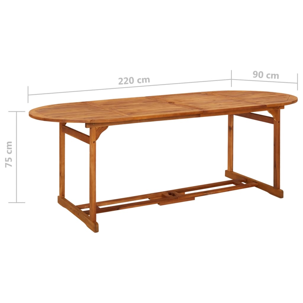 Garden Dining Table 220x90x75 cm Solid Acacia Wood