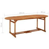 Garden Dining Table 220x90x75 cm Solid Acacia Wood