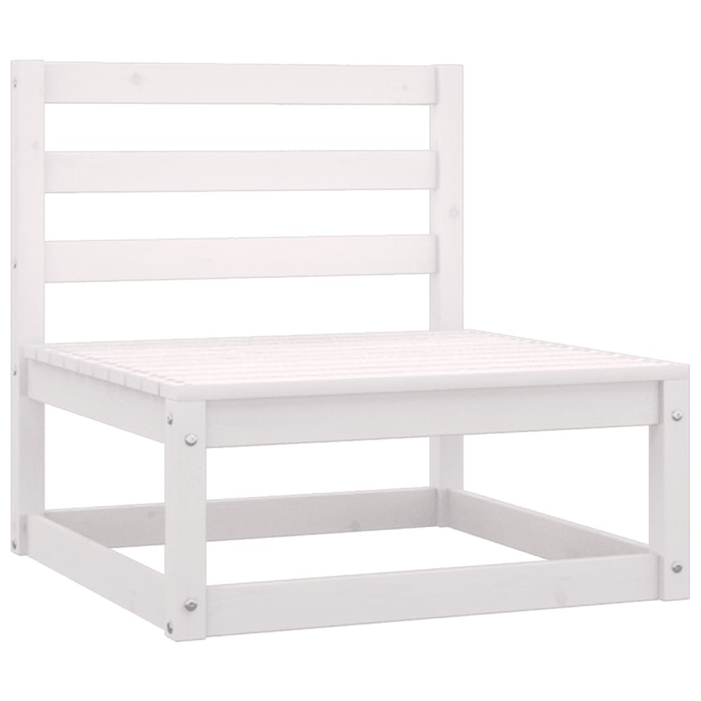 Garden Middle Sofa White Solid Wood Pine