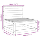 Garden Middle Sofa White Solid Wood Pine