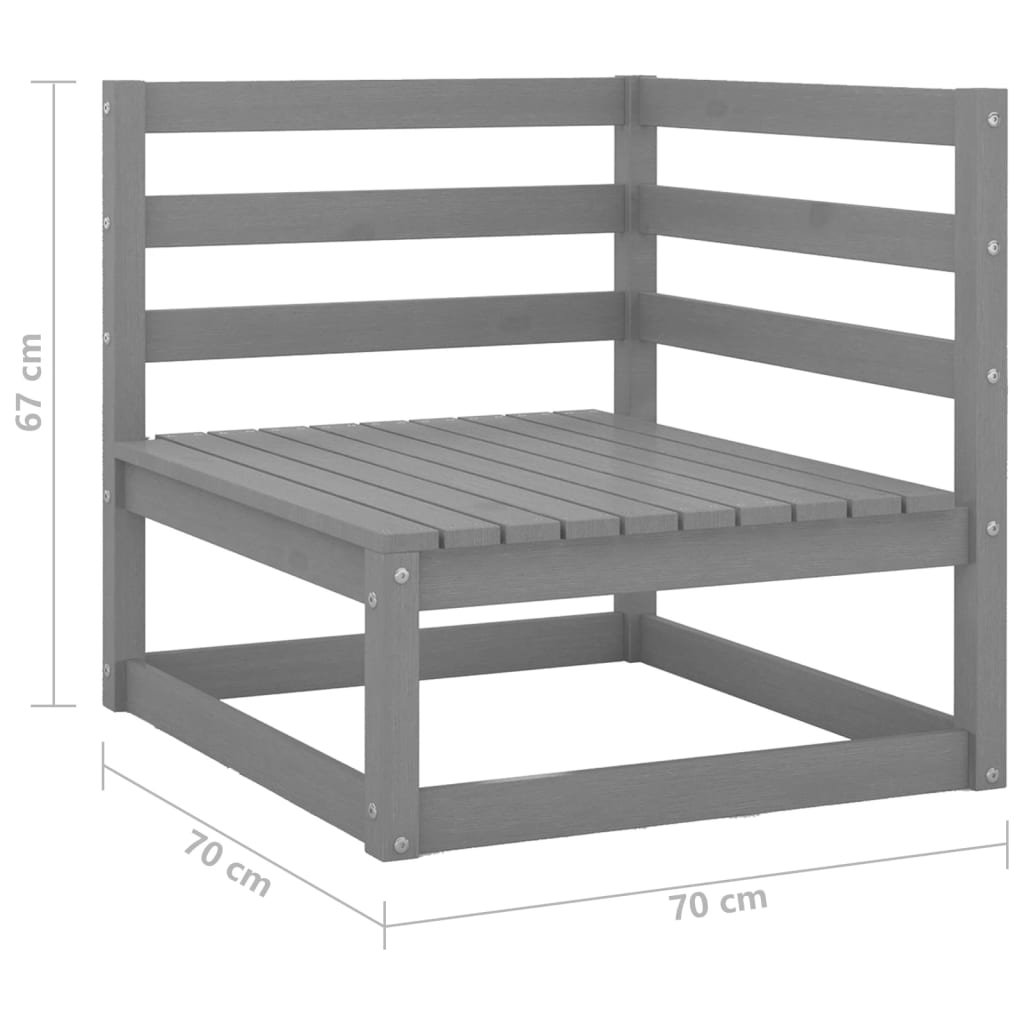 Garden Corner Sofas 2 pcs Grey Solid Wood Pine