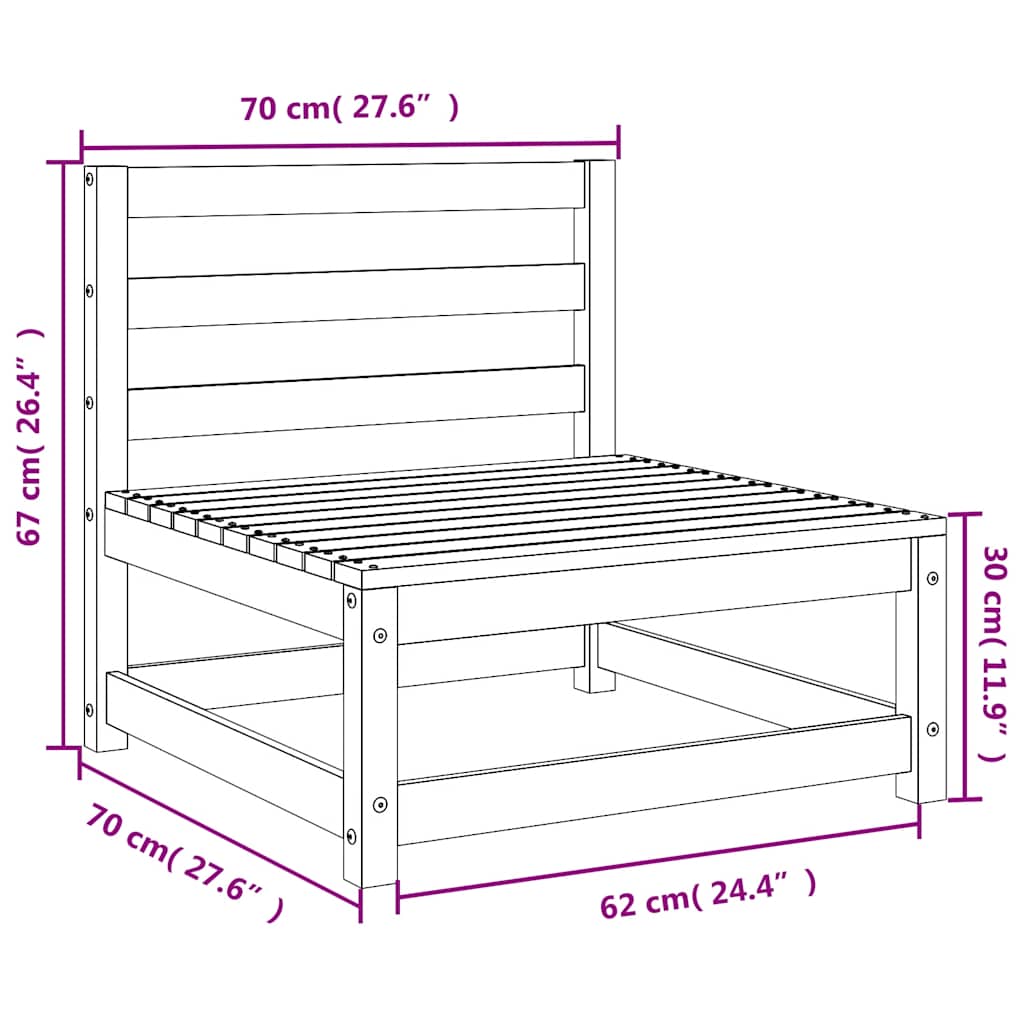 Garden Middle Sofas 2 pcs Solid Wood Pine