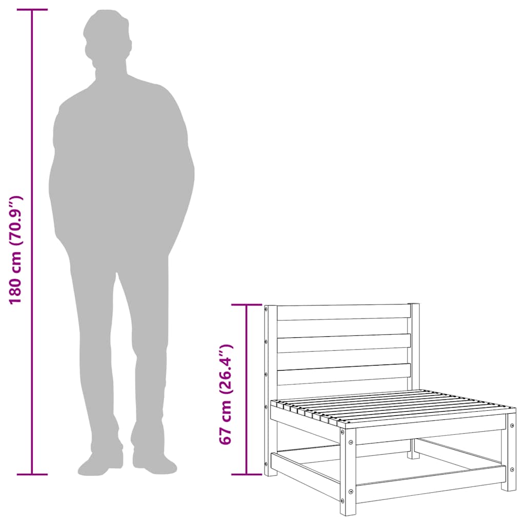 Garden Middle Sofas 2 pcs White Solid Wood Pine