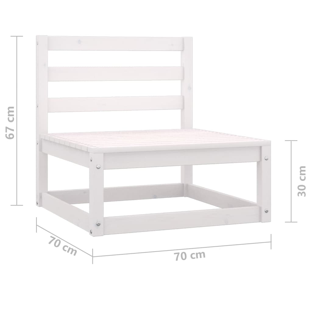 Garden Middle Sofas 2 pcs White Solid Wood Pine