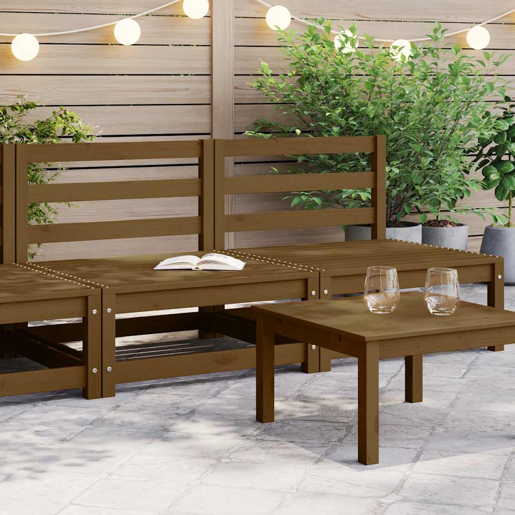 Garden Middle Sofas 2 pcs Honey Brown Solid Wood Pine