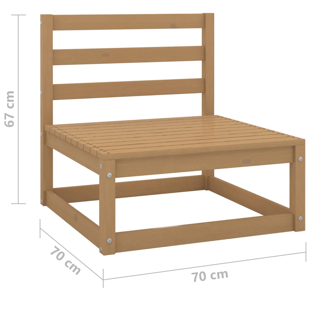 Garden Middle Sofas 3 pcs Honey Brown Solid Wood Pine