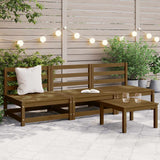 Garden Middle Sofas 3 pcs Honey Brown Solid Wood Pine