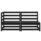 2 Piece Garden Lounge Set Black Solid Pinewood
