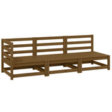 3 Piece Garden Lounge Set Honey Brown Solid Pinewood