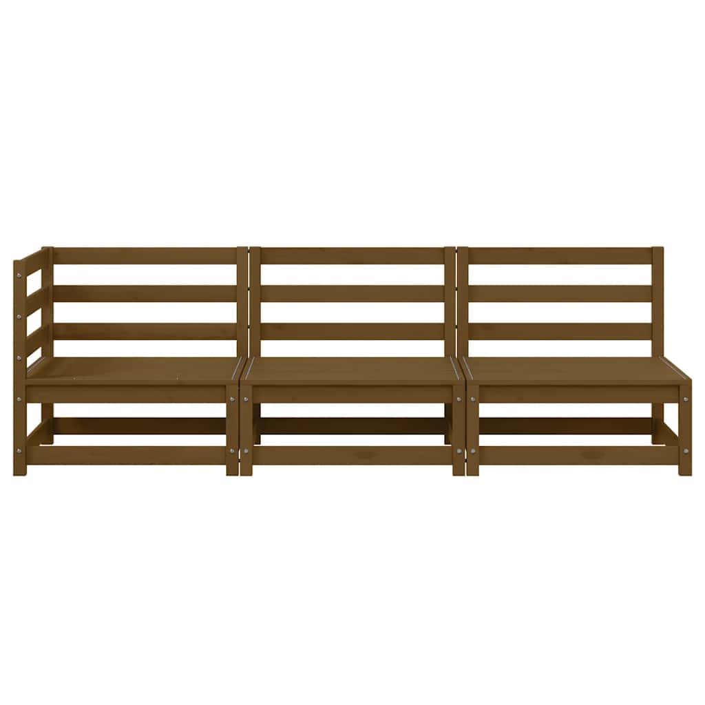 3 Piece Garden Lounge Set Honey Brown Solid Pinewood