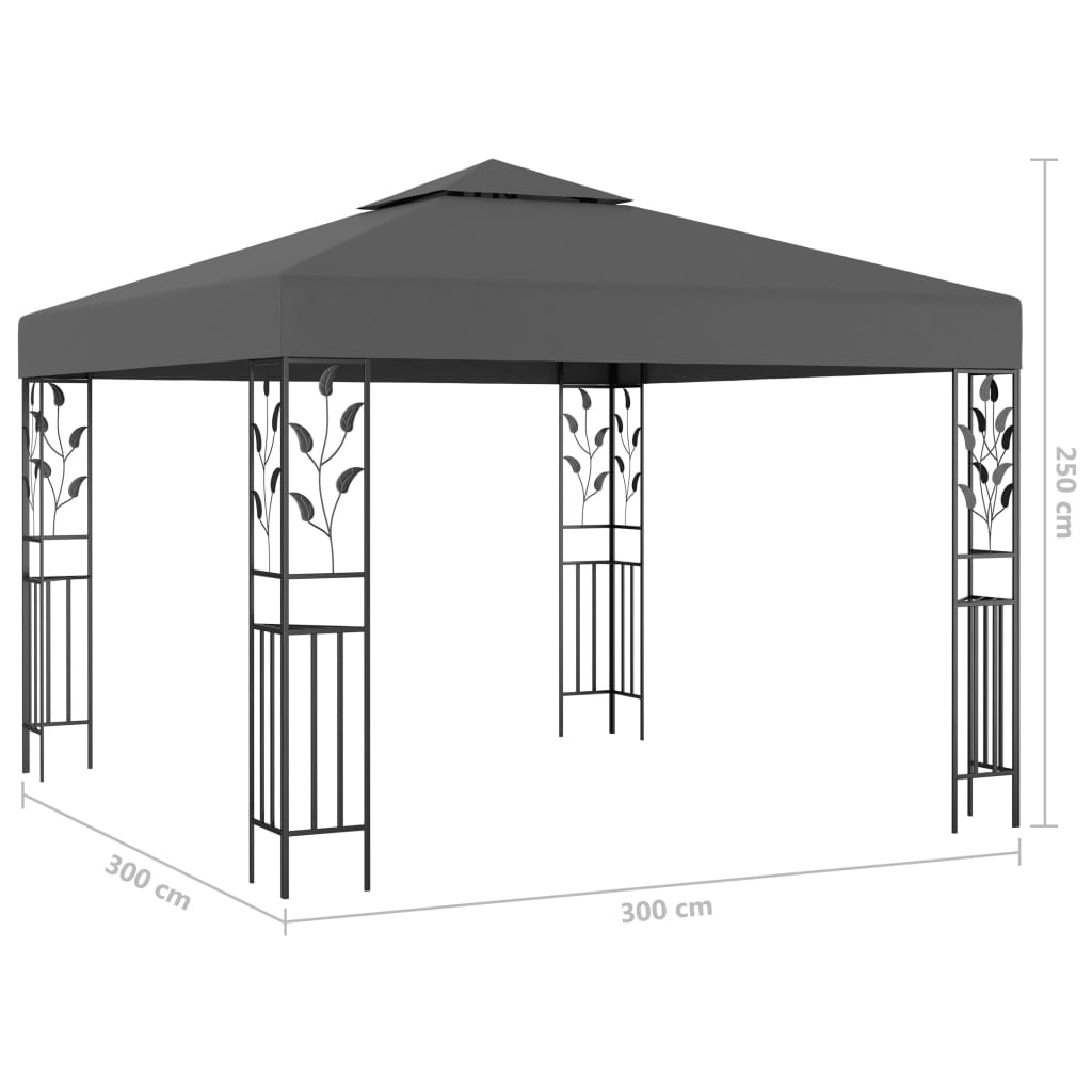 Gazebo with LED String Lights 3x3 m Anthracite