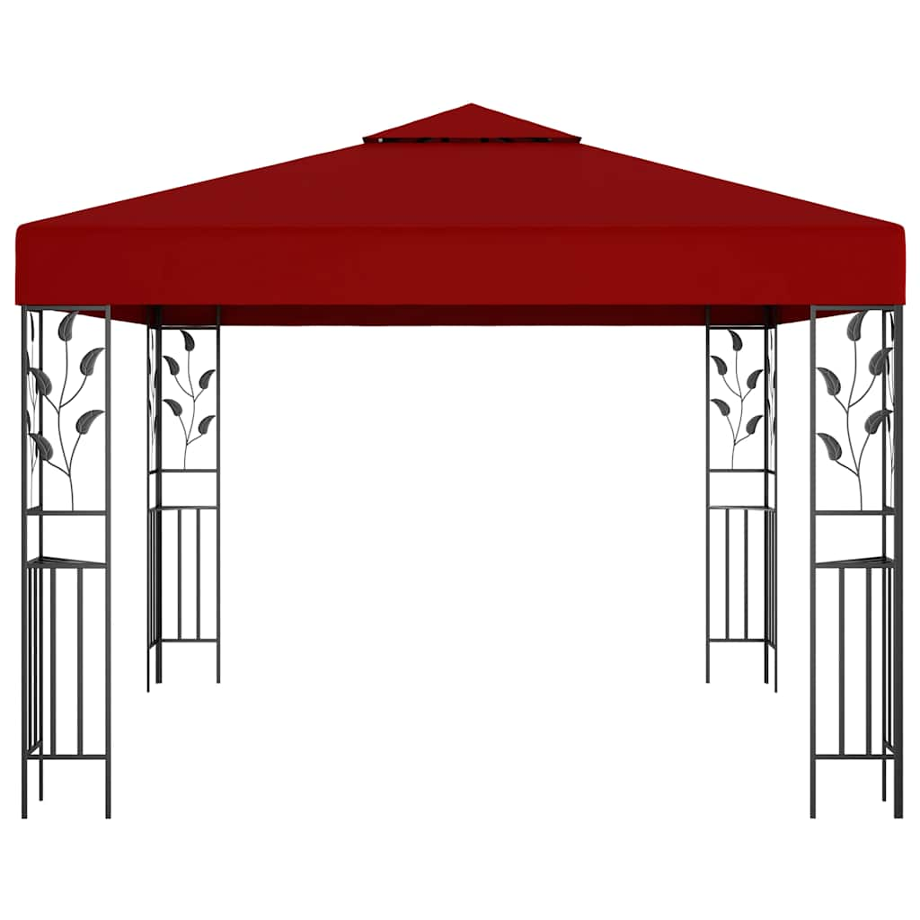 Gazebo with LED String Lights 3x3 m Wine Red