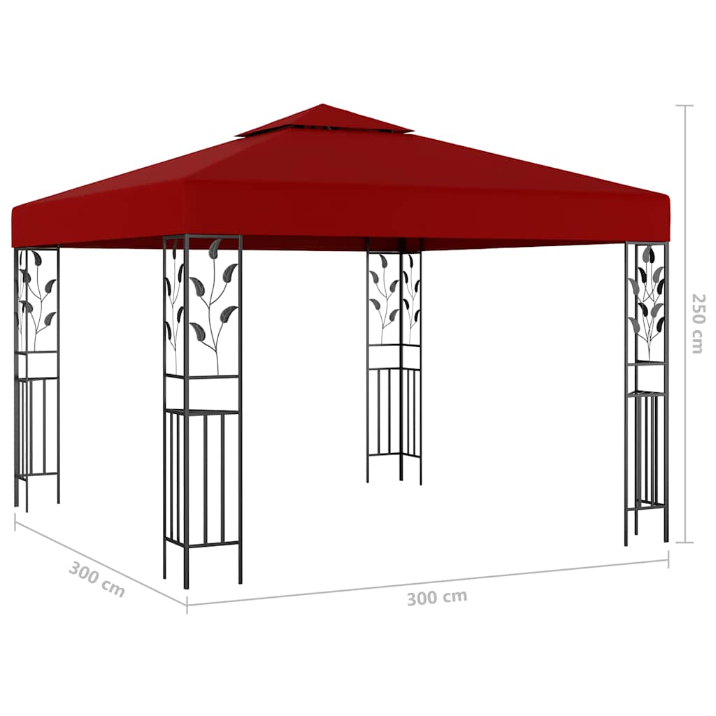 Gazebo with LED String Lights 3x3 m Wine Red