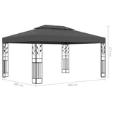 Gazebo with Double Roof&LED String Lights 3x4m Anthracite