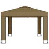 Gazebo with Double Roof&LED String Lights 3x3x2.7 m Taupe