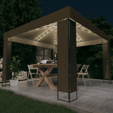 Gazebo with Double Roof&LED String Lights 3x3x2.7 m Taupe