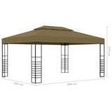 Gazebo with LED String Lights 3x4 m Taupe