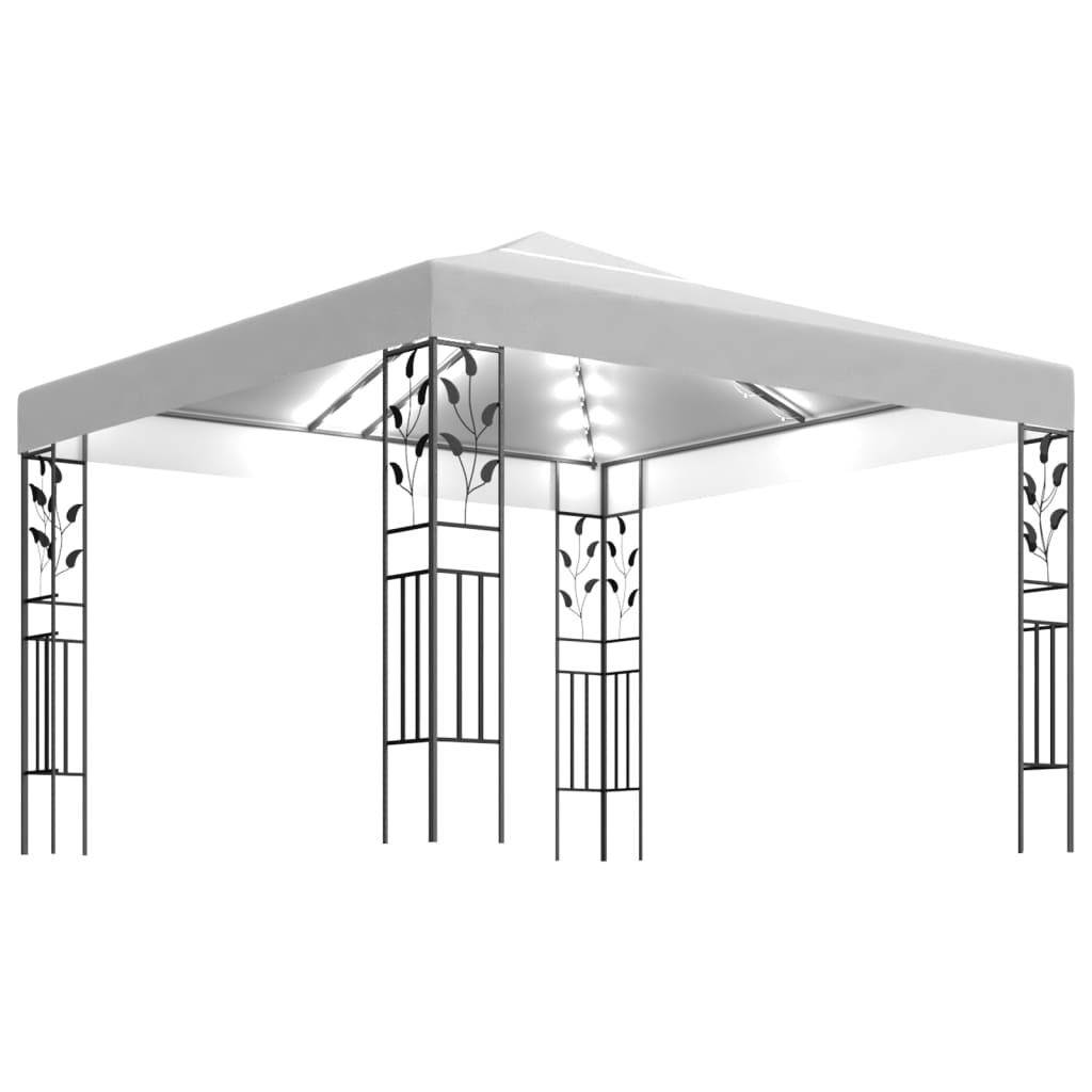 Gazebo with LED String Lights 3x3 m White