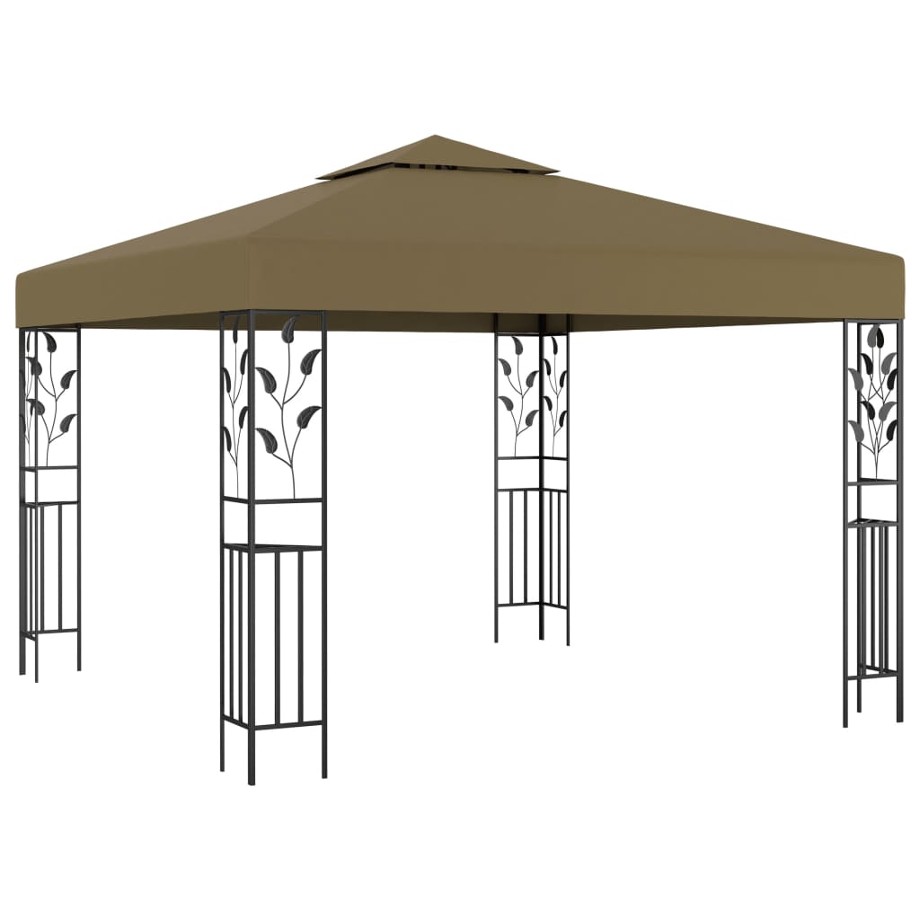 Gazebo with LED String Lights 3x3 m Taupe