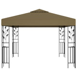 Gazebo with LED String Lights 3x3 m Taupe