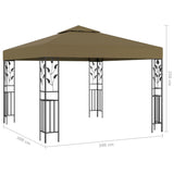 Gazebo with LED String Lights 3x3 m Taupe