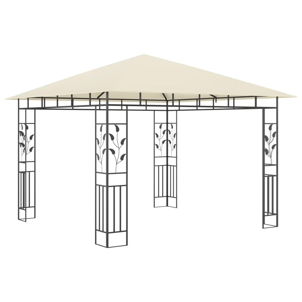 Gazebo with Mosquito Net&LED String Lights 3x3x2.73 m Cream