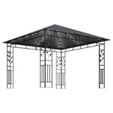 Gazebo with Mosquito Net&LED String Lights 3x3x2.73m Anthracite