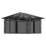 Gazebo with Mosquito Net&LED String Lights 4x3x2.73m Anthracite