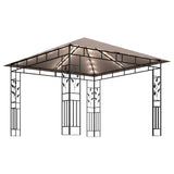 Gazebo with Mosquito Net&LED String Lights 3x3x2.73 m Taupe