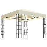 Gazebo with LED String Lights 3x3 m Cream