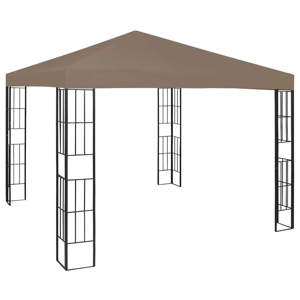 Gazebo with LED String Lights 3x3 m Taupe