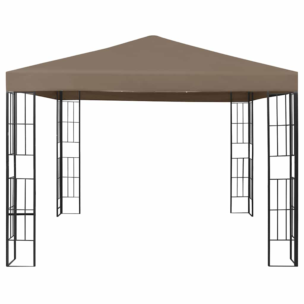 Gazebo with LED String Lights 3x3 m Taupe