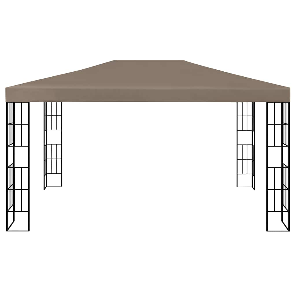 Gazebo with LED String Lights 4x3 m Taupe