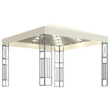 Gazebo with LED String Lights 3x3 m Cream Fabric