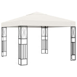 Gazebo with LED String Lights 3x3 m Cream Fabric