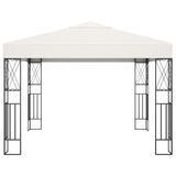 Gazebo with LED String Lights 3x3 m Cream Fabric