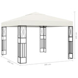 Gazebo with LED String Lights 3x3 m Cream Fabric