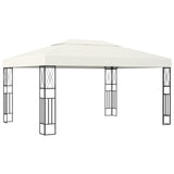 Gazebo with LED String Lights 3x4 m Cream Fabric