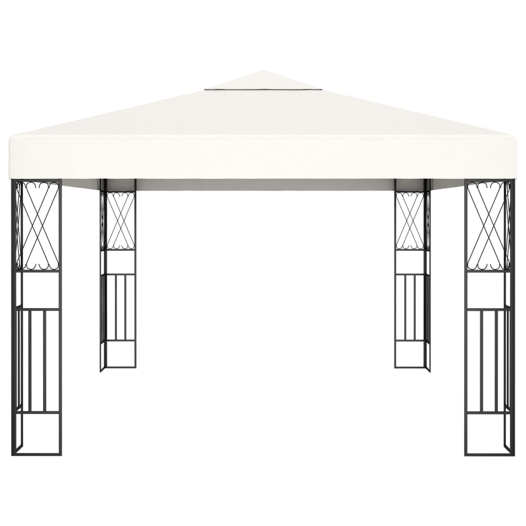 Gazebo with LED String Lights 3x4 m Cream Fabric