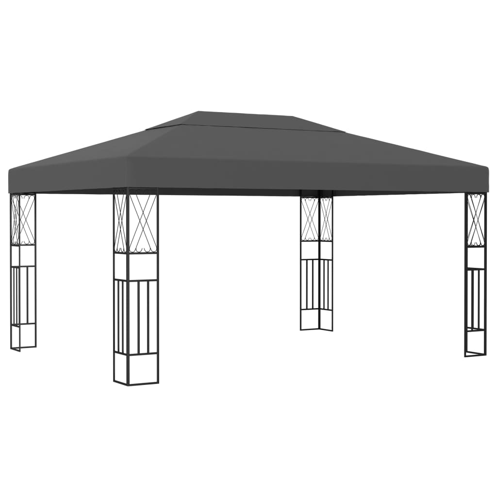 Gazebo with LED String Lights 3x4 m Anthracite Fabric