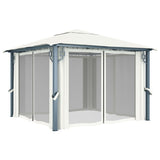 Gazebo with Curtain&LED String Lights 3x3 m Cream Aluminium