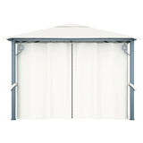 Gazebo with Curtain&LED String Lights 3x3 m Cream Aluminium