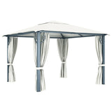 Gazebo with Curtain&LED String Lights 3x3 m Cream Aluminium