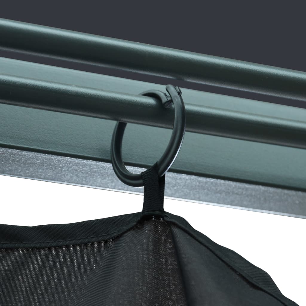 Gazebo with Curtain&LED String Lights 3x3 m Anthracite Aluminium