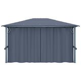 Gazebo with Curtain&LED String Lights 4x3 m Anthracite Aluminium