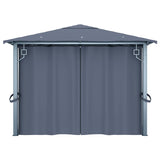 Gazebo with Curtain&LED String Lights 4x3 m Anthracite Aluminium