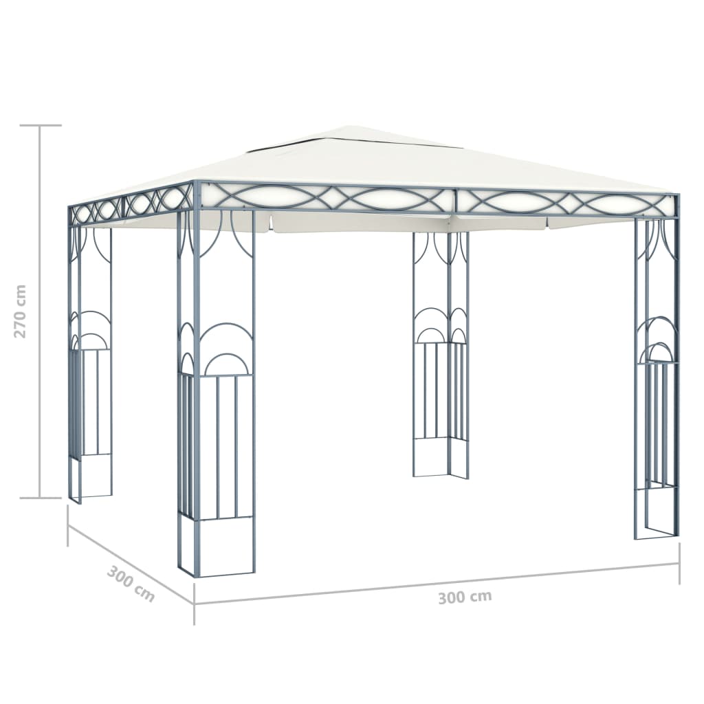 Gazebo with LED String Lights 300x300 cm Cream